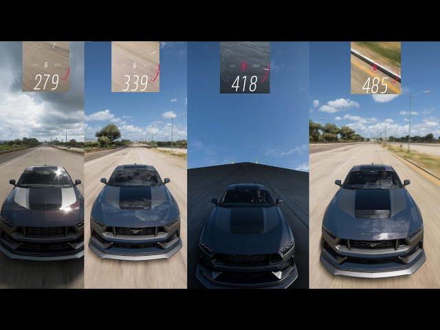 Ford Mustang Dark Horse 2024 Top Speed Compilation STock Vs Tuned Vs DownHill - Forza Horizon 5