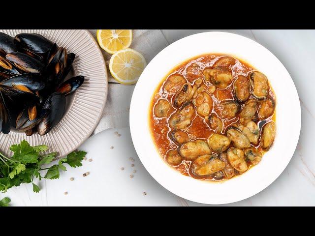 Мидии в томатном соусе. Очень вкусный рецепт приготовления мидий. Mussels recipe in Tomato Sauce