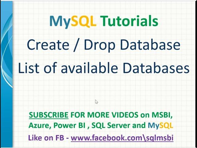 Create or Drop databases in MySQL