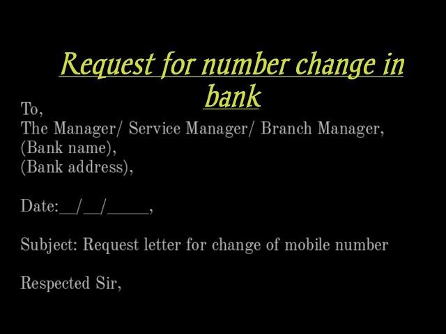 Request letter for change of mobile number