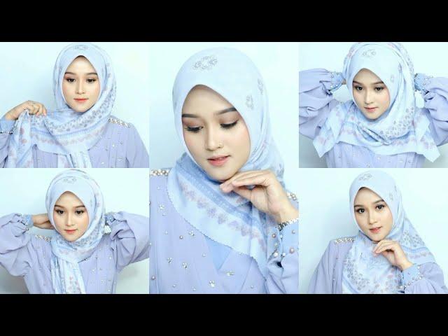 #4 Style Hijab Tutorial Segi Empat Motif Premium Trend Kekinian Simple Dan Elegant