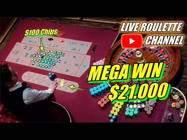 LIVE ROULETTE |  MEGA WIN 21.000 In Casino Las Vegas  $100 Chips Bets Exclusive  2024-03-22