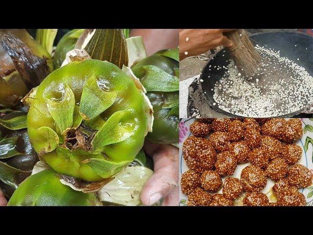 Puffed Snowball | Water Lily Seed Puffed | Rare Traditional Food | Tasty Jaggery Snowball Recipe