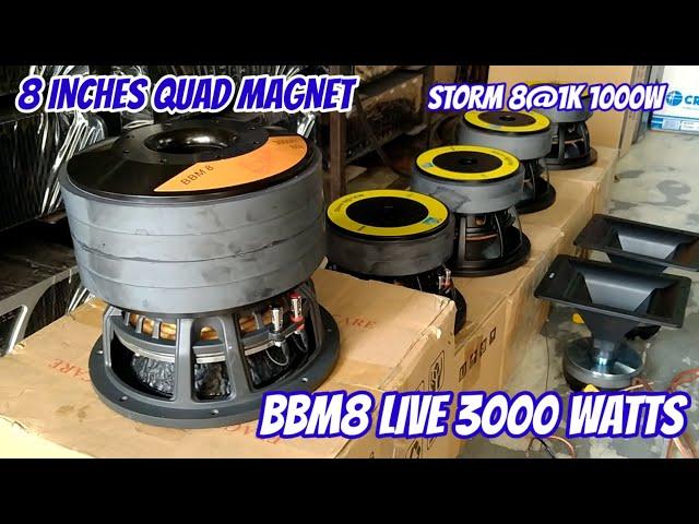 BBM8 3000W 8 INCHES QUADMAGNET 3.7 VOICE COIL/STORM8@1K 1000W DOUBLE MAGNET @electrosoundsanddiy