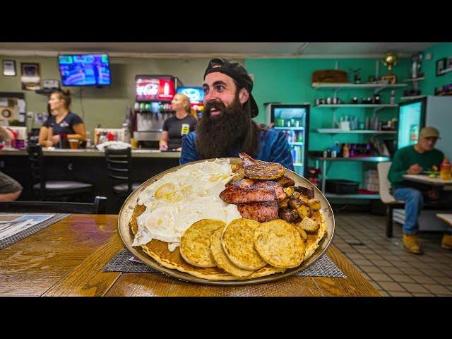 YOU ONLY GET 30 MINUTES TO BEAT THIS AMERICAN BREAKFAST CHALLENGE! | BeardMeatsFood
