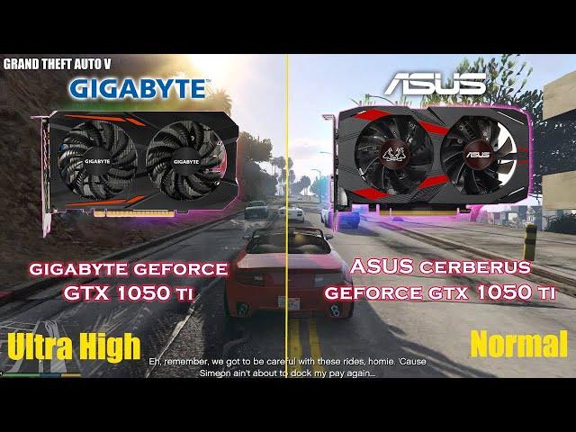 Gigabyte Geforce GTX 1050 ti vs Asus Cerberus Geforce GTX 1050 ti GTA 5 Gameplay test - BEST  cards