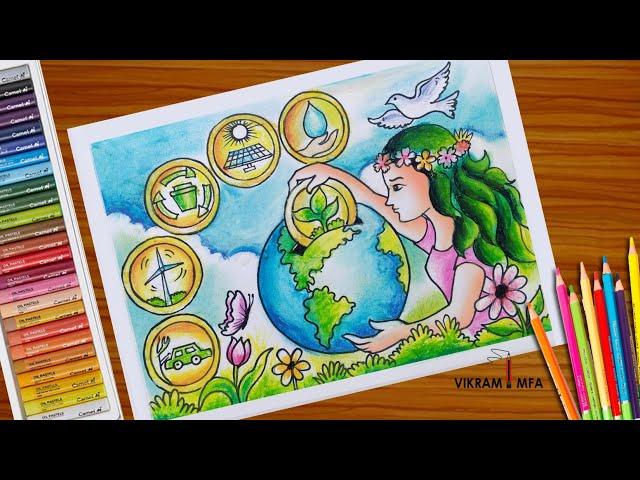 How to draw Save Tree Save Earth, Nature drawing easy, Poster drawing.