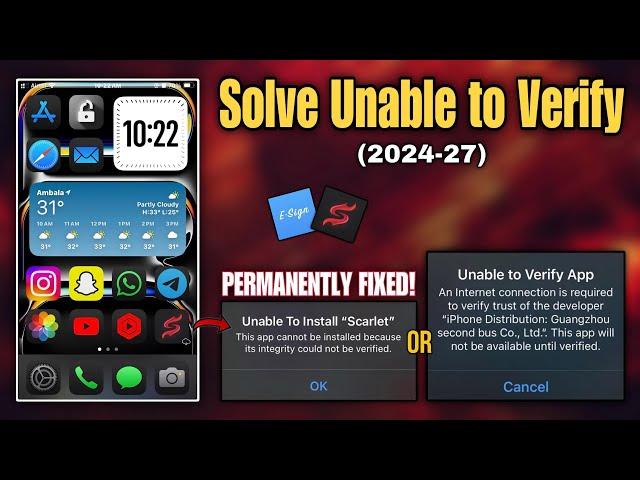 Fix Unable to install “Scarlet” Permanent | solve unable to verify app | install ipa file on iphone