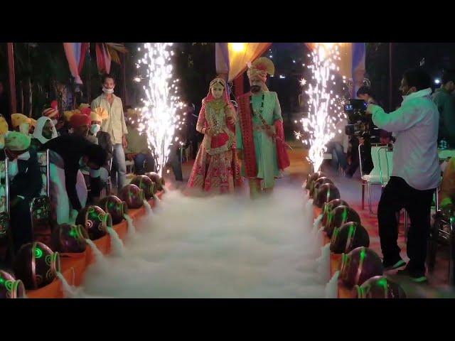 Bride Groom Fog Entry With Pyro||Beautiful Couple Entry
