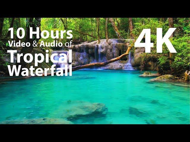 4K UHD 10 hours - Tropical Waterfall - mindfulness, ambience, relaxing, meditation, nature