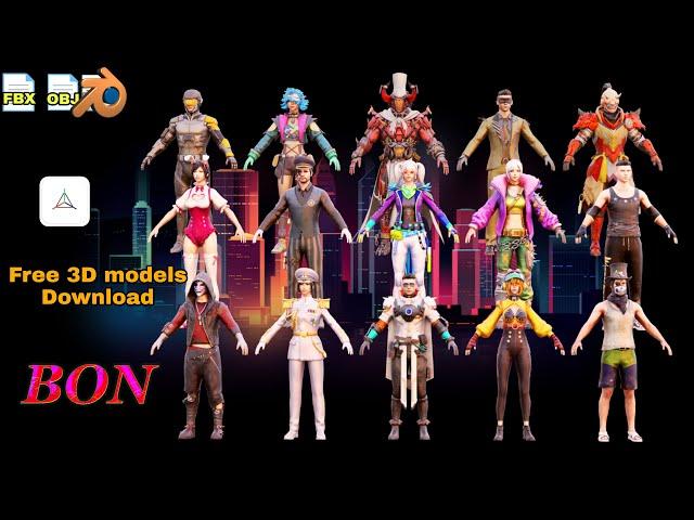 Characters 3d model pack pubg mobile prisma3d Blender bon fbx obj free download