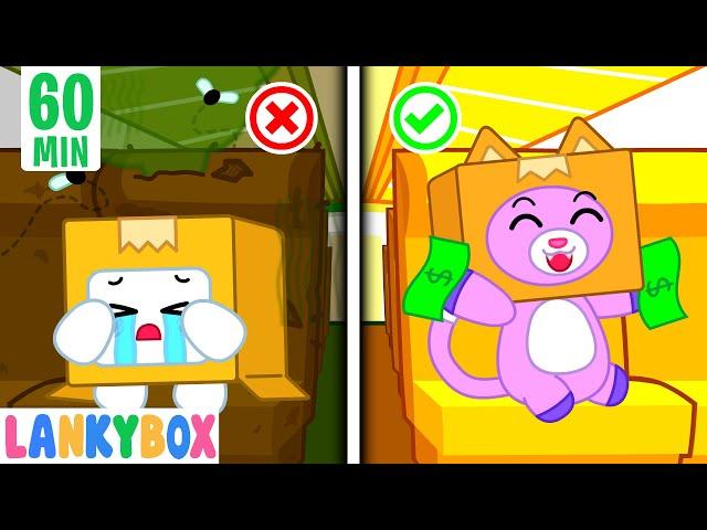 Rich vs Broke Airplane - LankyBox DIY Toy One Hour Compilation | LankyBox Channel Kids Cartoon