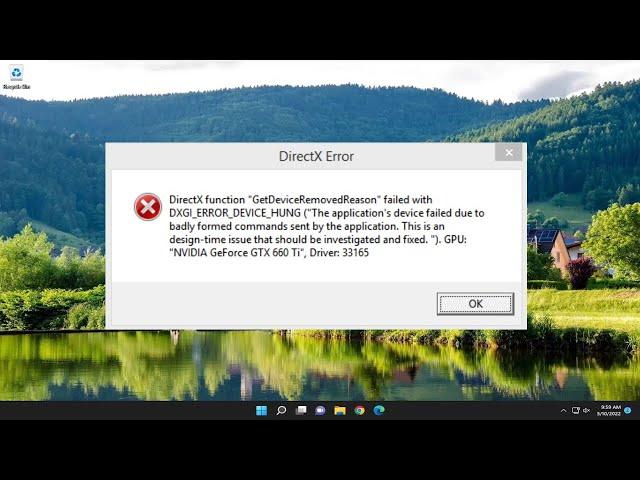 DirectX Function Getdeviceremovedreason Failed With DXGI Error [Solution]