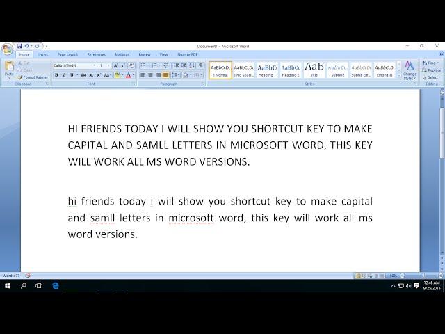 Shortcut Key to Make Capital & Small Letters In MS Word