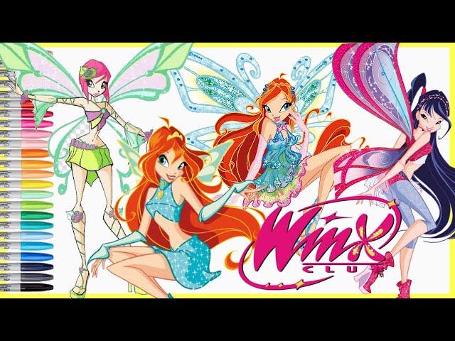 Coloring Winx Club Bloom Tecna Musa Stella Harmonix Fairy Coloring Pages Mewarnai