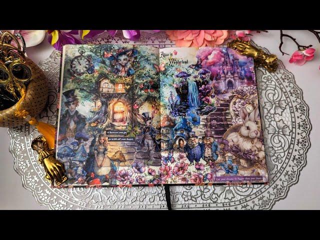 ASMR | Alice in Wonderland Collage | The sound of paper | Journal with me | No talking | ART