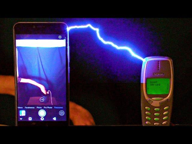 Charging NOKIA 3310 with one million volts! A 10-core Smartphone vs NOKIA! Who wins?