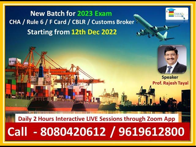 New Batch I CHA / CBLR / Rule 6 / F Card 2023 Exam I Call - 9619612800 I Prof. Rajesh Tayal