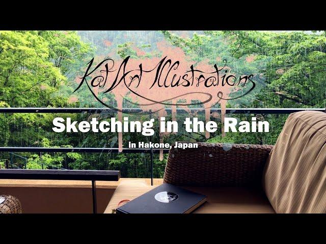 KatArt Illustrations: Sketching in the Rain in Hakone, Japan | Relaxing Rain Sounds