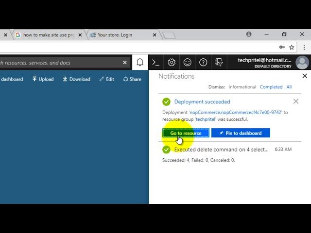 How to install or create new nopCommerce Shopping website on Microsoft Azure