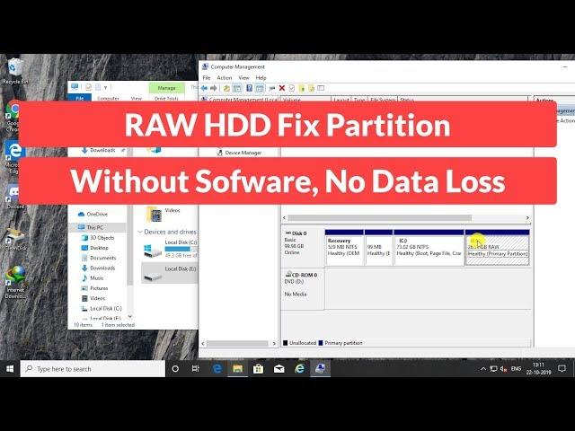 RAW HDD Fix Partition Without Software and No Data Loss