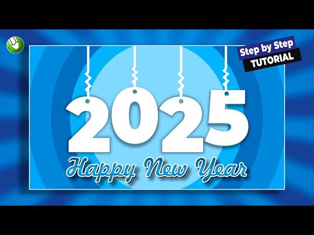 Create Happy New Year Design Idea in Coreldraw | Happy New Year Design 2025