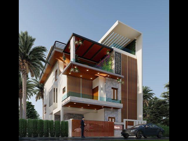 30x50 West Facing Modern House Elevation Design