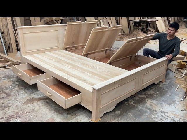 Amazing Woodworking Skills Ingenious Easy - Build A Modern Smart Bed With Secret Storage Compartment