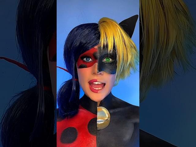 Half Ladybug Half Cat Noir! #miraculous #ladybug #catnoir #halfandhalf