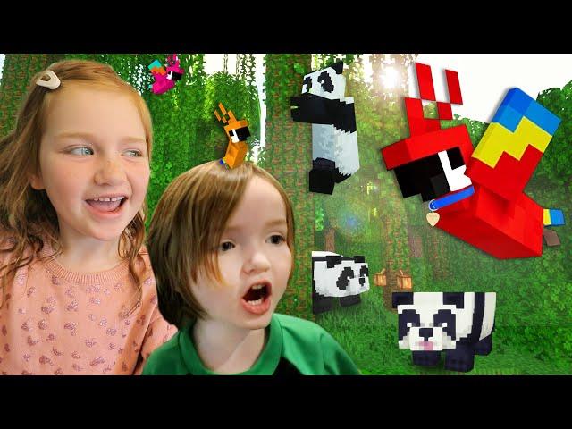 FAMiLY SURViVOR on MiNECRAFT!! Hiding new Panda Pets inside our Secret Cave House with Adley & Niko!