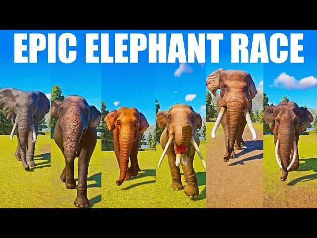 Ultimate Epic Elephant Category Speed Race in Planet Zoo included Tusked Elephant,  Konobelodon