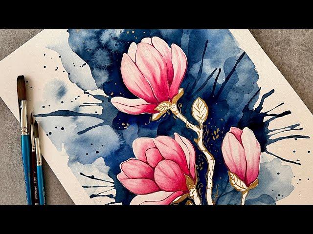 Watercolor Tutorial / Painting flowers / Painting Magnolia