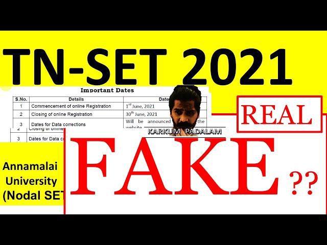 Fake Ah????? TNSET Exam 2021 |Notification -Tamil Nadu State Eligibility Test |Annamalai University