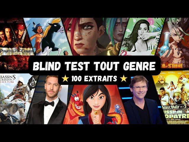 BLIND TEST TOUT GENRE - 100 EXTRAITS (Film, Série, Disney, Dessin animé, Anime, Jeux, Répliques ...)