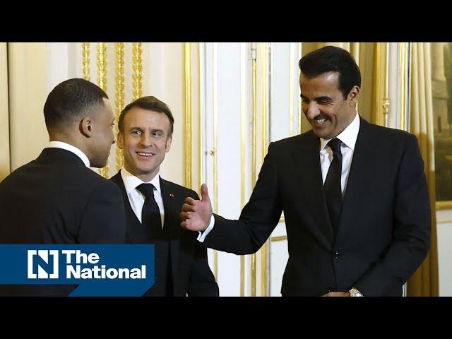 Emir of Qatar meets PSG's Kylian Mbappe at Elysee Palace