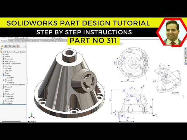 SolidWorks Part Design Tutorial: Step-by-Step 3D Modeling | Part No 311