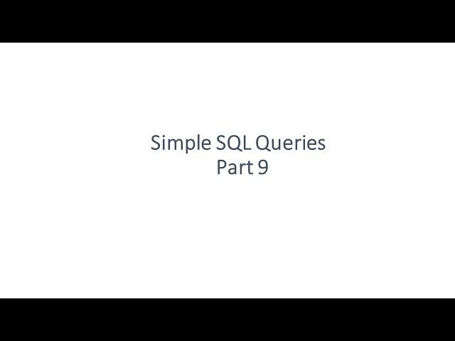 Simple SQL Queries: Part 9 - Create schema and table