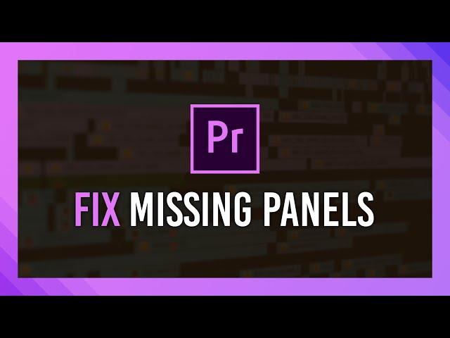 Fix Missing Panels | Adobe Premiere Pro 2024