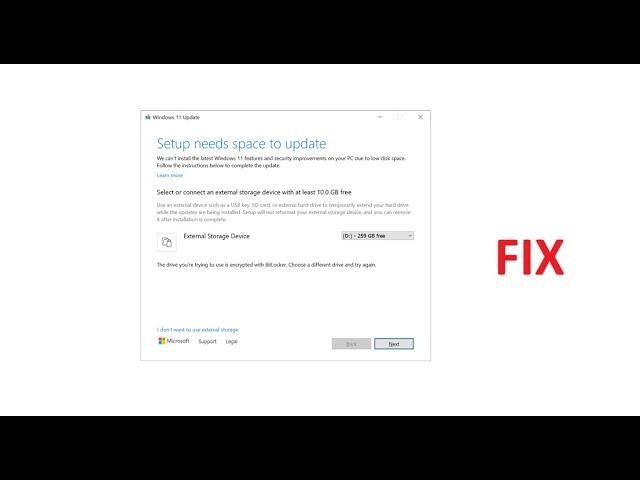 Setup Needs Space to Update Windows 11