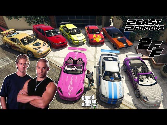 GTA 5 - Stealing 2Fast2Furious Movie Cars with Franklin | (GTA V Real Life Cars #76)