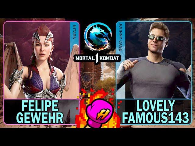 MK1 Felipe Gewehr (NITARA) VS Lovely Famous143 (JOHNNY CAGE)Mortal Kombat 14K 60ᶠᵖˢ