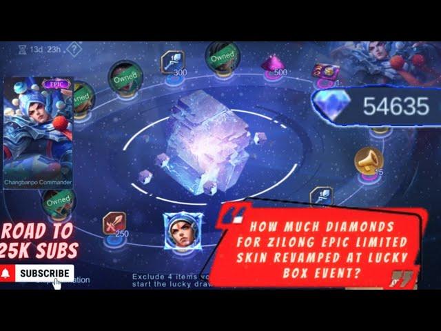 HOW MUCH /DIAMONDS FOR ZILONG REVAMPED EPIC SKIN IN REVAMPED LUCKY BOX EVENT 2024 | MLBB