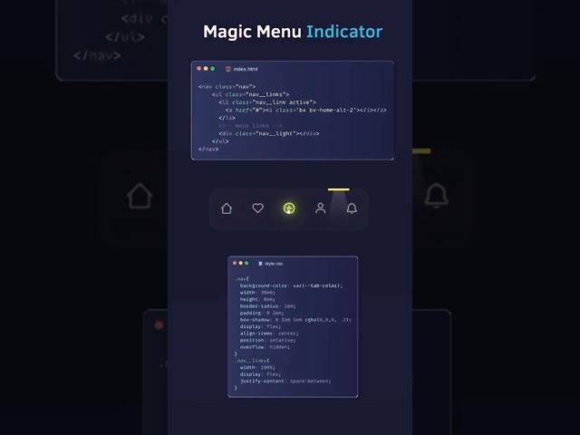 HTML & CSS Magic Menu Indicator #menu #shorts #shortvideo