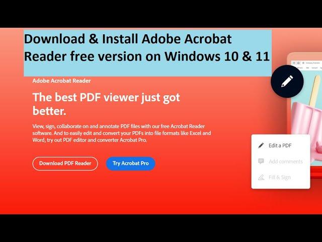 How to Download & Install Adobe Acrobat Reader free version on Windows 10 &  Windows 11