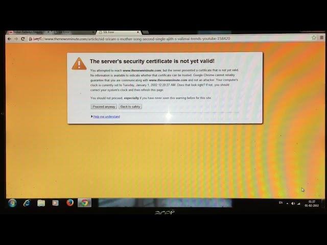 how to fix "server's security certificate is not yet valid" SSL error | Network connection | Solved