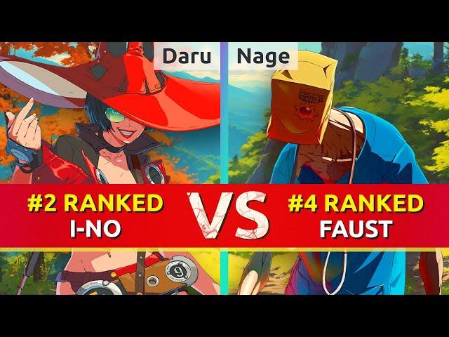 GGST ▰ Daru (#2 Ranked I-No) vs Nage (#4 Ranked Faust). High Level Gameplay