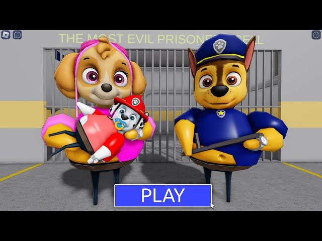 PAW PATROL! SKYE WITH BABY MARSHALL! PRISON RUN BARRY! #Roblox #obby