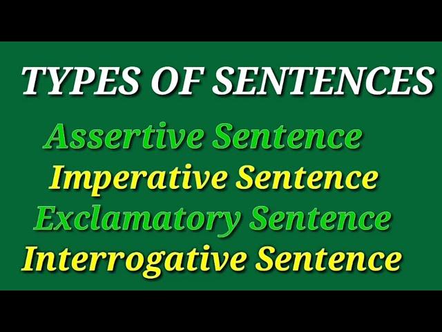 Types of Sentences || Assertive, Imperative, Exclamatory and Interrogative ||
