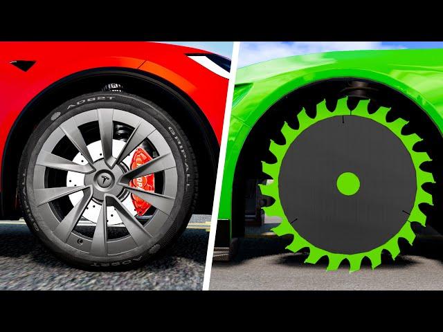 Saw Wheel vs Round Wheel #3 - Beamng drivе