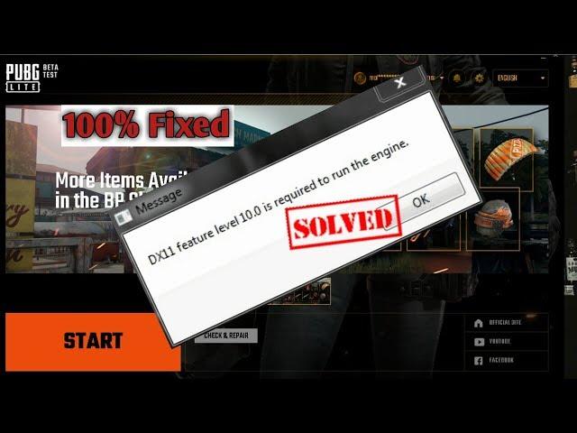 How Fix DX11 Feature Level 10.0 Is Required To Run Engine - PUBG PC LITE
